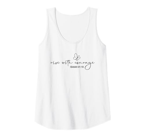 Damen Rise with Courage Christian Religion Bible Scripture Message Tank Top von Motivational Inspirational Bible Verse Quote Gifts