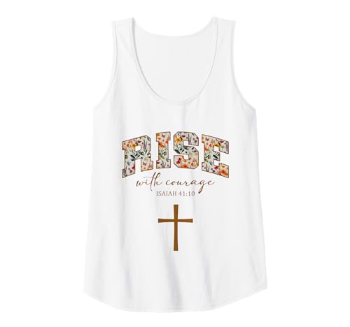 Damen Rise with Courage Cross Christian Religion Bible Scripture Tank Top von Motivational Inspirational Bible Verse Quote Gifts