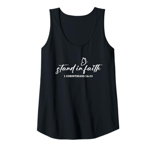 Damen Stand In Faith Christians Religion Bible Scripture Message Tank Top von Motivational Inspirational Bible Verse Quote Gifts