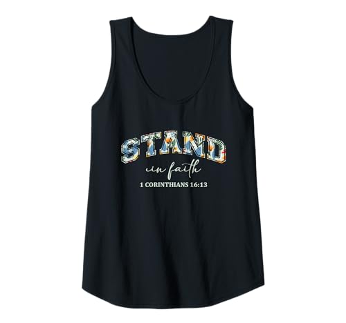 Damen Stand In Faith Christians Religion Bible Scripture Message Tank Top von Motivational Inspirational Bible Verse Quote Gifts