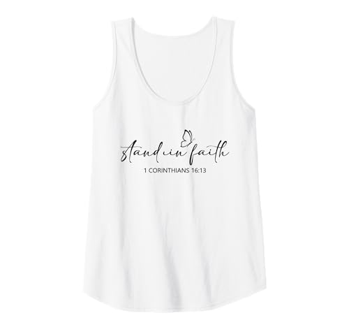 Damen Stand In Faith Christians Religion Bible Scripture Message Tank Top von Motivational Inspirational Bible Verse Quote Gifts