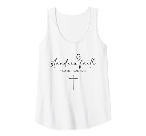 Damen Stand In Faith Cross Christians Religion Bible Scripture Tank Top von Motivational Inspirational Bible Verse Quote Gifts