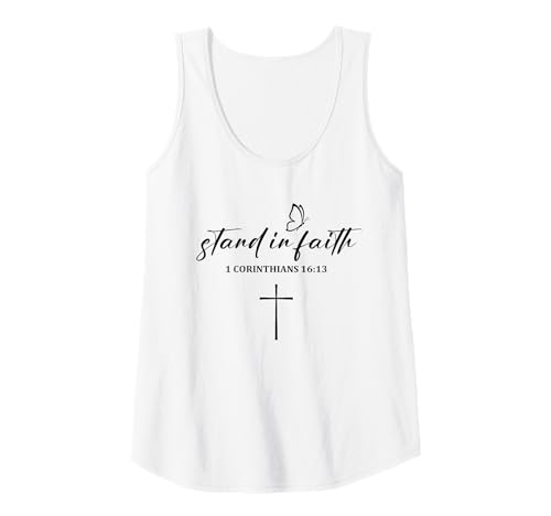 Damen Stand In Faith Cross Christians Religion Bible Scripture Tank Top von Motivational Inspirational Bible Verse Quote Gifts