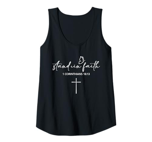 Damen Stand In Faith Cross Christians Religion Bible Scripture Tank Top von Motivational Inspirational Bible Verse Quote Gifts