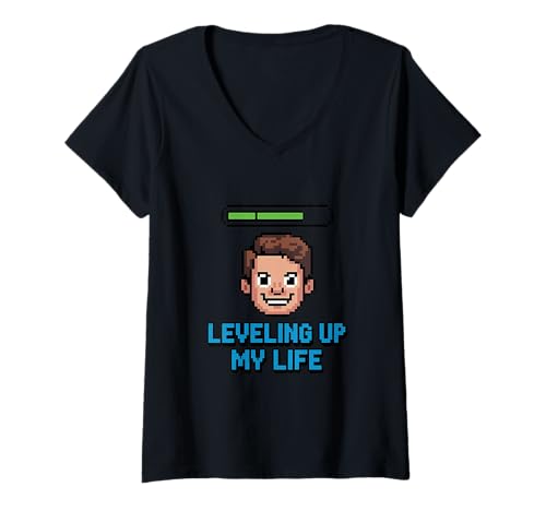 Damen Pixel-Gamer-Kunst auf EIN neues Level bringen T-Shirt mit V-Ausschnitt Damen Pixel-Gamer-Kunst auf EIN neues Level bringen T-Shirt mit V-Ausschnitt von Motivational Pixel Gamer Quotes