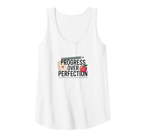 Damen Progress Over Perfection Shirt - Cool Motivational Teacher Tank Top Damen Progress Over Perfection Shirt - Cool Motivational Teacher Tank Top von Motivational Shirt for Classroom or Self-Care Days