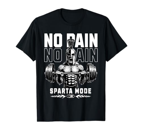 Herren Training, Fitnessstudio, Muskelmotivation, keine Schmerzen, kein Gewinn, Sparta-Modus T-Shirt von Motivational Workout And Gym Clothing For Men