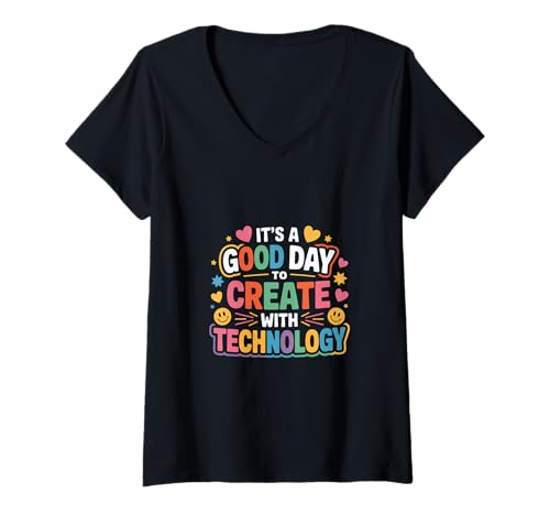 Damen It's A Good Day to Create with Technology Produktiv - T-Shirt mit V-Ausschnitt von Motivations- und produktive Innovation