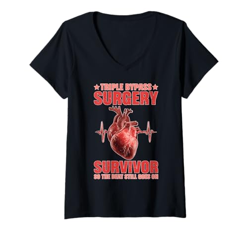 Damen Triple Bypass Survivor Beat Still Goes On - T-Shirt mit V-Ausschnitt Damen Triple Bypass Survivor Beat Still Goes On - T-Shirt mit V-Ausschnitt von Motivationsherzverbesserung