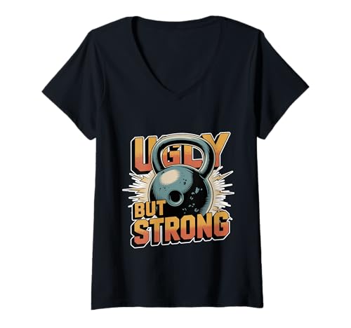 Damen Ugly But Strong Kraftkomfortvertrauen Positivität - T-Shirt mit V-Ausschnitt Damen Ugly But Strong Kraftkomfortvertrauen Positivität - T-Shirt mit V-Ausschnitt von Motivationskraftkomfort Humor