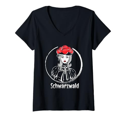 Damen Schwarzwaldmädel - Schwarzwald T-Shirt mit V-Ausschnitt von Motive für Schwarzwälder