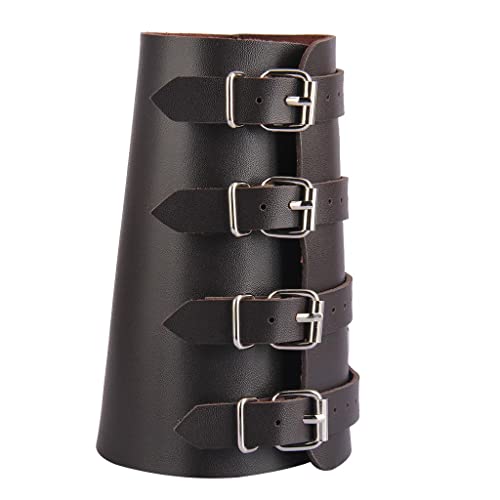MotiveTech Mittelalterliche Pu Armband Gürtel Wrap Armschiene Gothic Arm Manschette, Dunkelbraun von MotiveTech