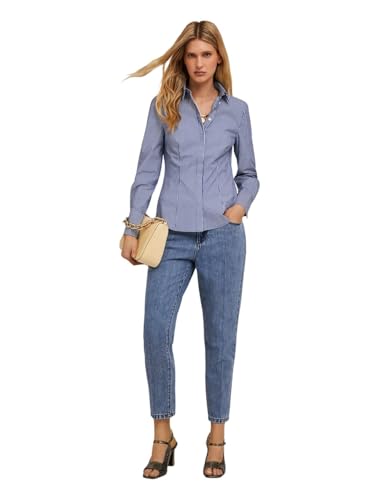 Motivi: Hemdbluse aus gestreiftem Popeline Blau 40 Autum Winter 24 von Motivi