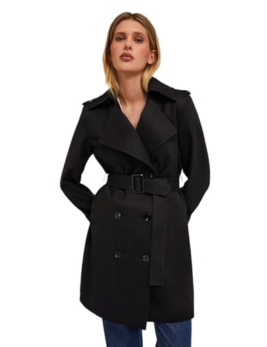 Motivi: Zweireihiger Trenchcoat aus technischem Gewebe Schwarz 38 Spring Summer 25 von Motivi
