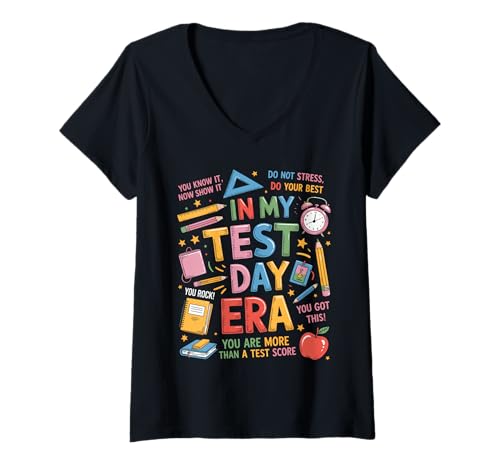 Damen In My Test Day Era Motivation Für Schüler Lehrer Prüfung T-Shirt mit V-Ausschnitt Damen In My Test Day Era Motivation Für Schüler Lehrer Prüfung T-Shirt mit V-Ausschnitt von Motivierende Unterstützung Testtag Schule Erfolg