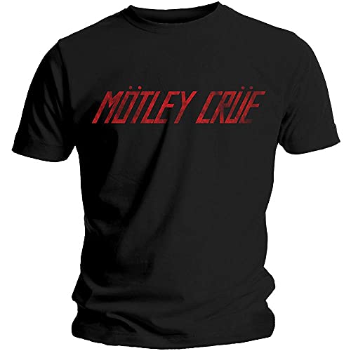 Motley Crue Herren Distressed Logo T-Shirt, Schwarz, XXL von Motley Crue