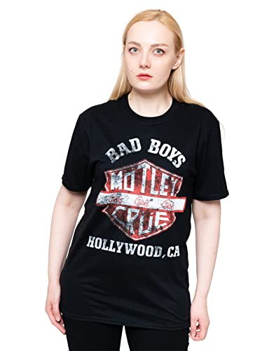 Motley Crue T Shirt Bad Boys Shield Distressed Band Logo Nue offiziell Herren von Motley Crue