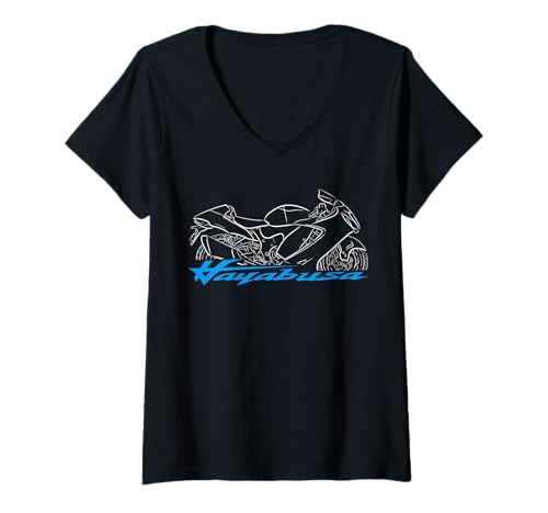 Damen GSX1300R Hayabusa 2021-2025 für Sportbike Fahrer Motorrad T-Shirt mit V-Ausschnitt von Moto Animals