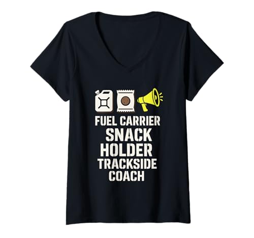 Damen Motocross Dad Race Day Pit Crew Lustiges Support-Team T-Shirt mit V-Ausschnitt von Moto Dad Dirt Bike Racing Motocross Family Gift