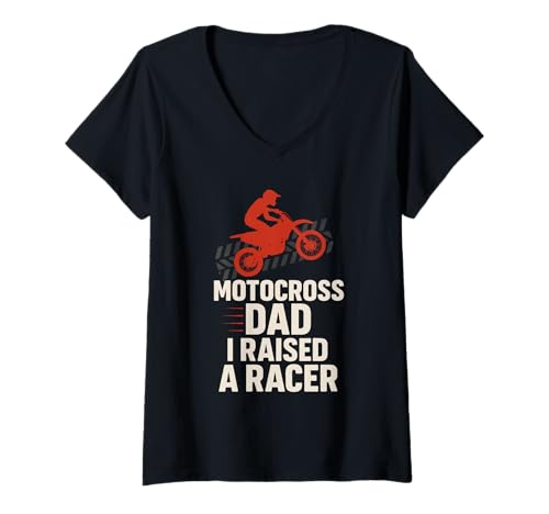 Damen Motocross Dad Race Day Pit Crew Lustiges Support-Team T-Shirt mit V-Ausschnitt Damen Motocross Dad Race Day Pit Crew Lustiges Support-Team T-Shirt mit V-Ausschnitt von Moto Dad Dirt Bike Racing Motocross Family Gift