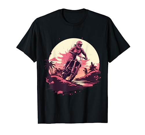 Motocross Frau Dirt Bike Vintage Sonnenuntergang Mädchen Pink T-Shirt von Motocross Dirt bike Dirtbike MX Designs