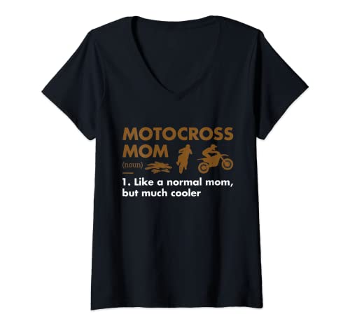 Damen Sport Mom Definition Motocross T-Shirt mit V-Ausschnitt von Motocross Present Motocross Fan