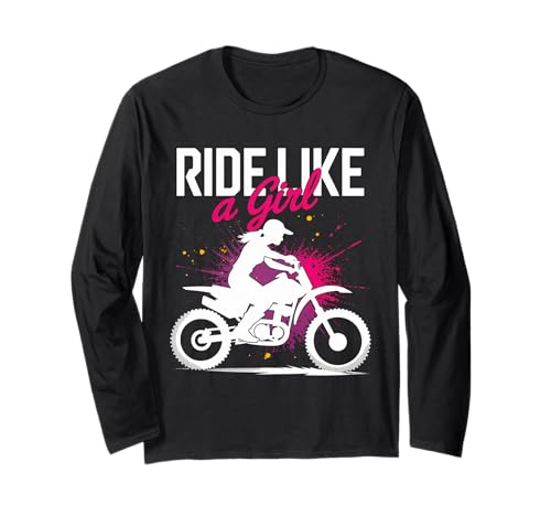 Motocross-Dirtbike-Fahrt wie EIN Mädchen Supercross MX Langarmshirt von Motocross Rider Design Apparel