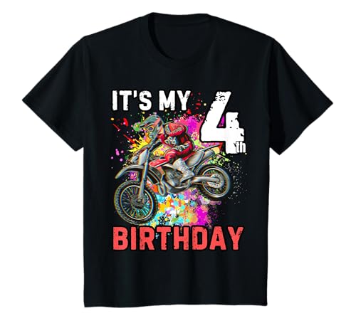 Kinder Es ist Mein 4. Geburtstag als Junge, Dirt Bike MX Motocross, Geburtstag T-Shirt Kinder Es ist Mein 4. Geburtstag als Junge, Dirt Bike MX Motocross, Geburtstag T-Shirt von Motocross Themed Birthday MX Birthday Party Tee