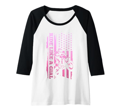 Damen Dirt Bike Girl Motocross Enduro Rider Lustiges Motorrad Raglan von Motocross & Dirt Bike - Apparel & Gifts