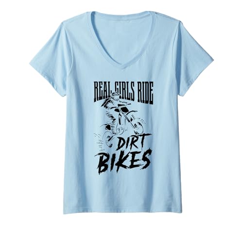 Damen Dirt Bike Girl Motocross Enduro Rider Lustiges Motorrad T-Shirt mit V-Ausschnitt von Motocross & Dirt Bike - Apparel & Gifts