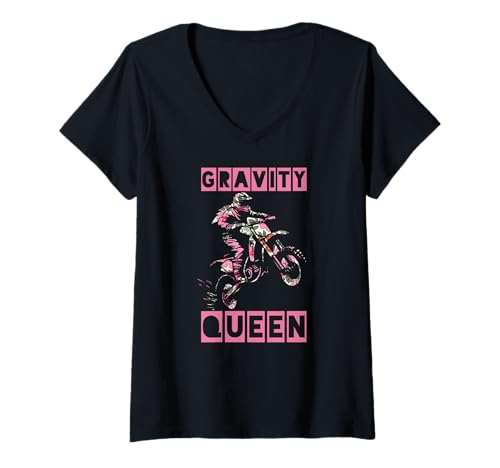 Damen Dirt Bike Girl Motocross Enduro Rider Lustiges Motorrad T-Shirt mit V-Ausschnitt von Motocross & Dirt Bike - Apparel & Gifts