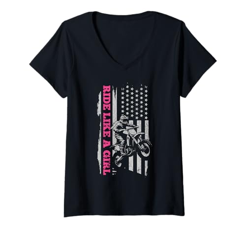 Damen Dirt Bike Girl Motocross Enduro Rider Lustiges Motorrad T-Shirt mit V-Ausschnitt Damen Dirt Bike Girl Motocross Enduro Rider Lustiges Motorrad T-Shirt mit V-Ausschnitt von Motocross & Dirt Bike - Apparel & Gifts