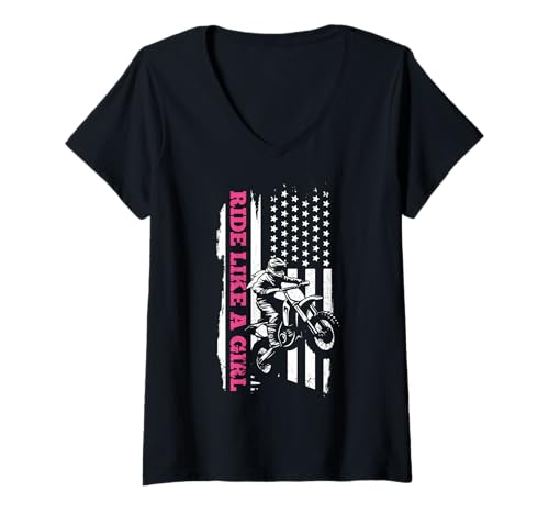 Damen Dirt Bike Girl Motocross Enduro Rider Lustiges Motorrad T-Shirt mit V-Ausschnitt Damen Dirt Bike Girl Motocross Enduro Rider Lustiges Motorrad T-Shirt mit V-Ausschnitt von Motocross & Dirt Bike - Apparel & Gifts