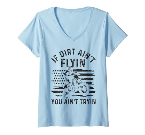 Damen Dirt Bike Motocross Enduro Rider Lustiges Motorrad Patriotisch T-Shirt mit V-Ausschnitt Damen Dirt Bike Motocross Enduro Rider Lustiges Motorrad Patriotisch T-Shirt mit V-Ausschnitt von Motocross & Dirt Bike - Apparel & Gifts