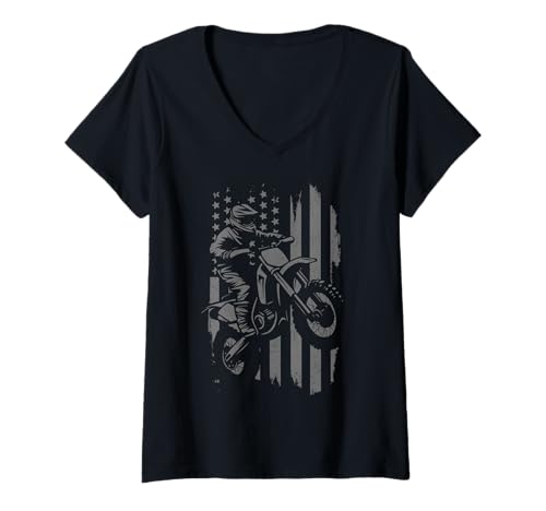 Damen Dirt Bike Motocross Enduro Rider Lustiges Motorrad Patriotisch T-Shirt mit V-Ausschnitt Damen Dirt Bike Motocross Enduro Rider Lustiges Motorrad Patriotisch T-Shirt mit V-Ausschnitt von Motocross & Dirt Bike - Apparel & Gifts