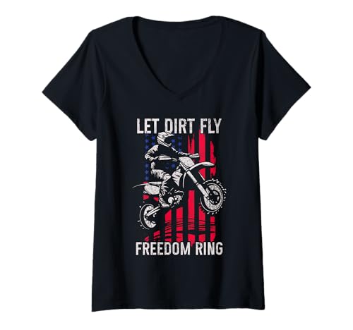 Damen Dirt Bike Motocross Enduro Rider Lustiges Motorrad Patriotisch T-Shirt mit V-Ausschnitt Damen Dirt Bike Motocross Enduro Rider Lustiges Motorrad Patriotisch T-Shirt mit V-Ausschnitt von Motocross & Dirt Bike - Apparel & Gifts