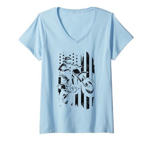 Damen Dirt Bike Motocross Enduro Rider Lustiges Motorrad Patriotisch T-Shirt mit V-Ausschnitt Damen Dirt Bike Motocross Enduro Rider Lustiges Motorrad Patriotisch T-Shirt mit V-Ausschnitt von Motocross & Dirt Bike - Apparel & Gifts