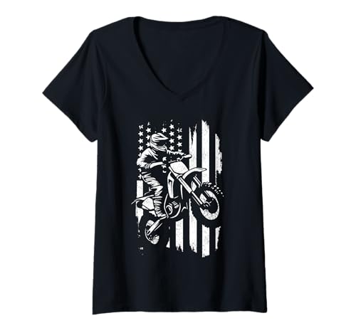Damen Dirt Bike Motocross Enduro Rider Lustiges Motorrad Patriotisch T-Shirt mit V-Ausschnitt Damen Dirt Bike Motocross Enduro Rider Lustiges Motorrad Patriotisch T-Shirt mit V-Ausschnitt von Motocross & Dirt Bike - Apparel & Gifts
