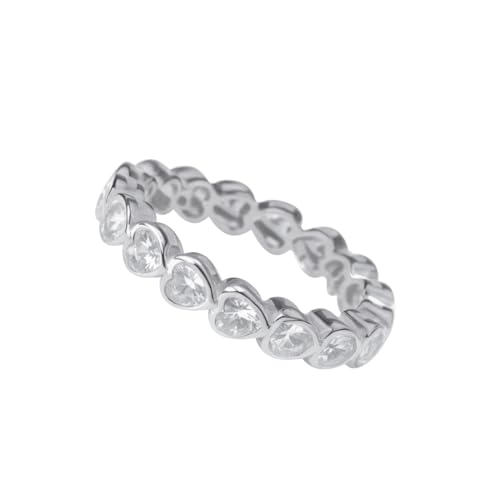 Motörform 925er Silber Herz-Zirkonia Ring – Damen Ewigkeitsring mit Vollbesatz, Stapelbarer Liebesring für Verlobung, Hochzeit oder Jubiläum (Größe 54) von Motörform
