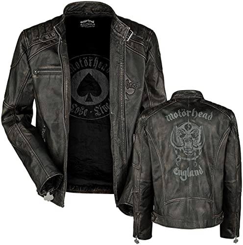 Motörhead England Männer Lederjacke schwarz 4XL 100% Leder (Büffel) Band-Merch, Bands von Motörhead