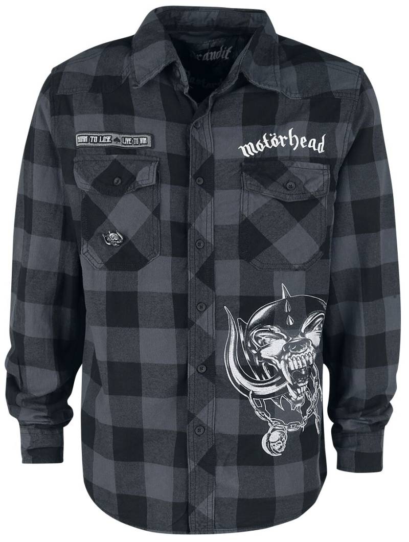 Motörhead Langarmhemd - Brandit Bastards - Checkshirt - S - für Männer - Größe S - schwarz/grau  - Lizenziertes Merchandise! von Motörhead