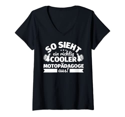 Damen Motopädagoge lustiger Spruch – So sieht ein richtig cooler M T-Shirt mit V-Ausschnitt Damen Motopädagoge lustiger Spruch – So sieht ein richtig cooler M T-Shirt mit V-Ausschnitt von Motopädagoge lustig