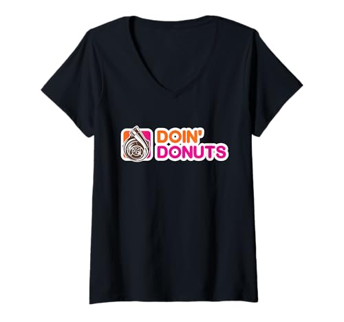 Damen Lustiger Turbomotor für Rennsport- und Driftauto-Enthusiasten von Doin' Donuts T-Shirt mit V-Ausschnitt Damen Lustiger Turbomotor für Rennsport- und Driftauto-Enthusiasten von Doin' Donuts T-Shirt mit V-Ausschnitt von Motor Racing & Drift Car Enthusiast T