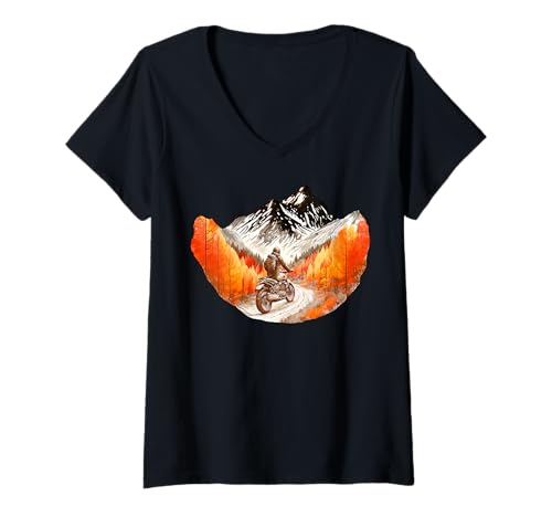 Damen Motorradfahrer Motorradfahrer T-Shirt mit V-Ausschnitt Damen Motorradfahrer Motorradfahrer T-Shirt mit V-Ausschnitt von Motorbike Animals