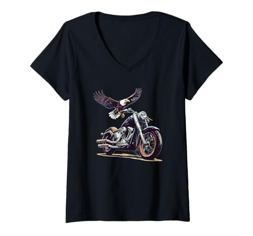 Damen Amazing Eagle Bike Grafik für Motorradfans T-Shirt mit V-Ausschnitt von Motorbike Eagle Outfit
