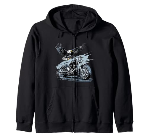 USA Adler mit Motorrad für Jungen und Mädchen Kapuzenjacke von Motorbike Eagle Outfit