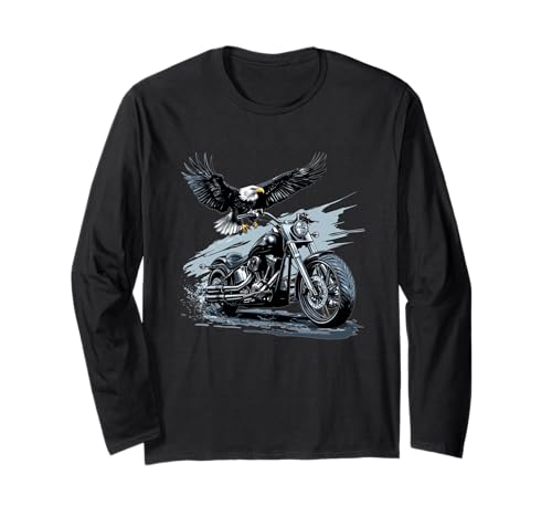 USA Adler mit Motorrad für Jungen und Mädchen Langarmshirt von Motorbike Eagle Outfit
