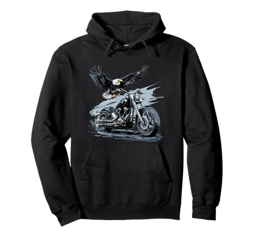 USA Adler mit Motorrad für Jungen und Mädchen Pullover Hoodie von Motorbike Eagle Outfit