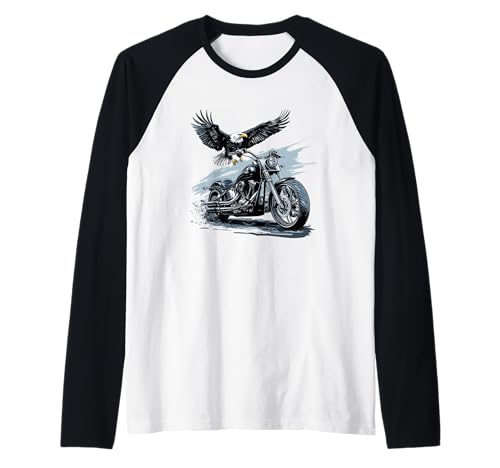 USA Adler mit Motorrad für Jungen und Mädchen Raglan von Motorbike Eagle Outfit