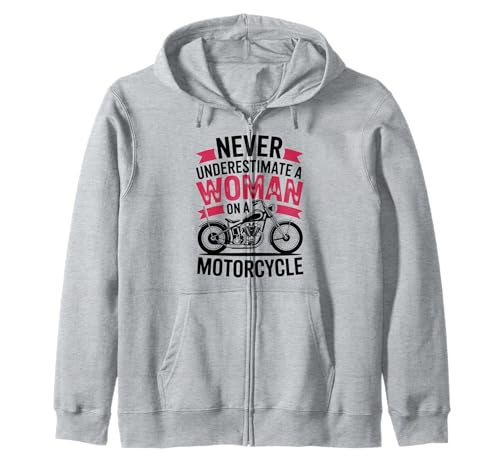 Damen Biker Never Underestimate A Woman Motorrad Kapuzenjacke von Motorbike Rider Design Apparel